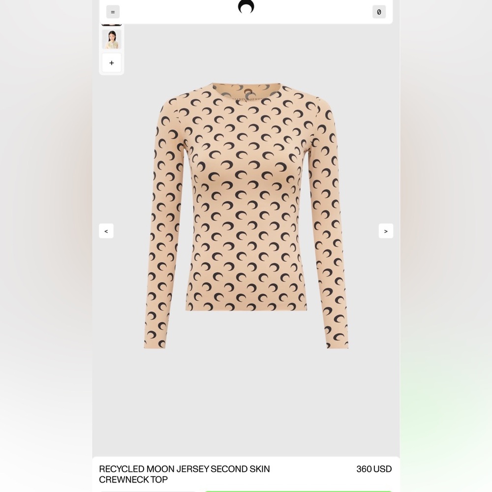 Marine Serre Beige and Black Crescent Moon Top L